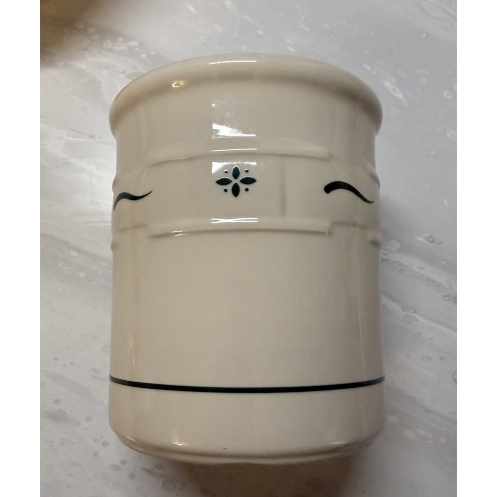 Longaberger Pottery Utensil Crock  Holder Woven Tradition Heritage Green 2 Quart